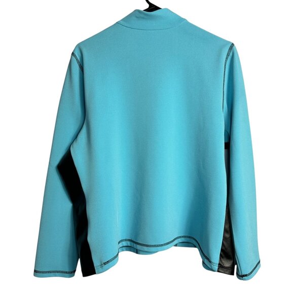 Joseph Ribkoff Full Zip Mixed Media Jacket Size 14 Blue Edgy Minimalist Travel - Picture 3 of 14